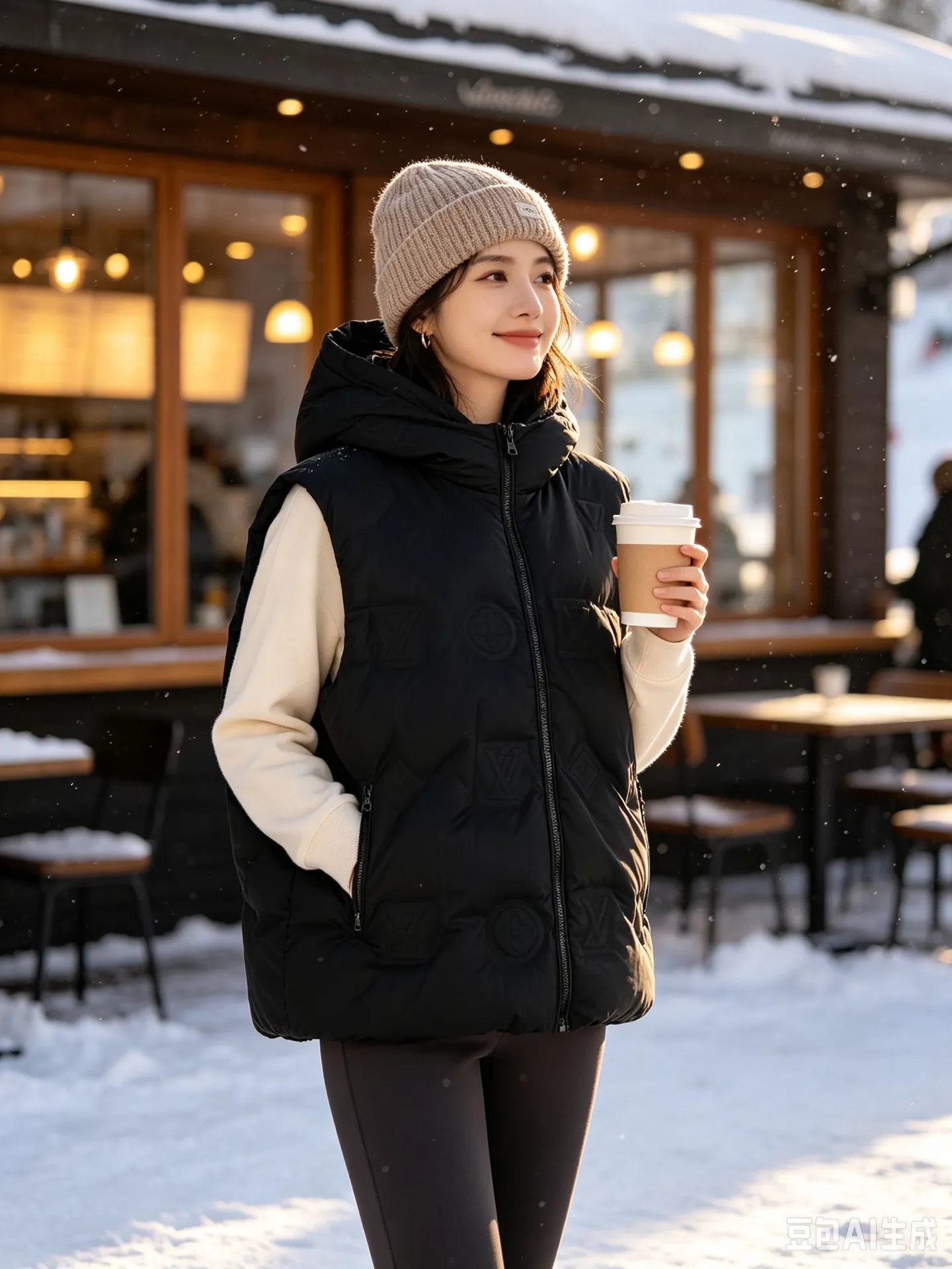 Louis Vuitton/Embossed Louis Vuitton Embossed Hooded Down Vest